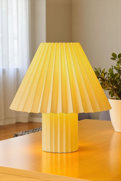 Bubihome Dekoratif Pileli Abajur, Modern Masa Lambası İskandinav Tarzı Ev Dekoru,Elektrikli Aydınlatma