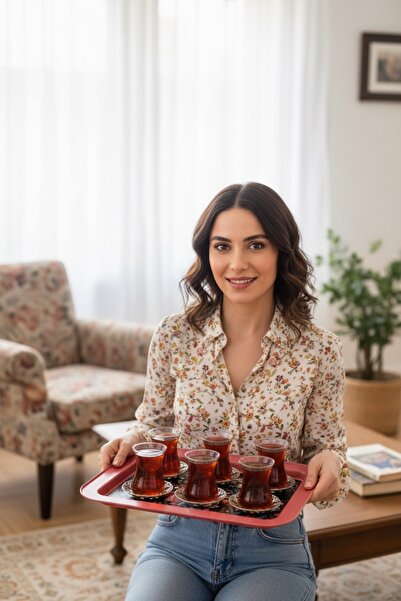 Hesaplı Kasa Fairytale Patterned Grande Metal Tray, 31 X 43 cm