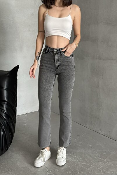 XRAY JEANS Pantaloni largi spaniole de damă, cu picioare largi, afumate