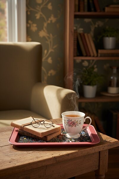 Hesaplı Kasa Fairytale Patterned Grande Metal Tray, 31 X 43 cm