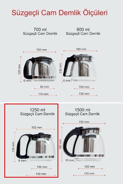 Amentes Glass Teapot with Strainer 1250 ml Tea Maker Teapot Coffee and Herbal Tea Pot