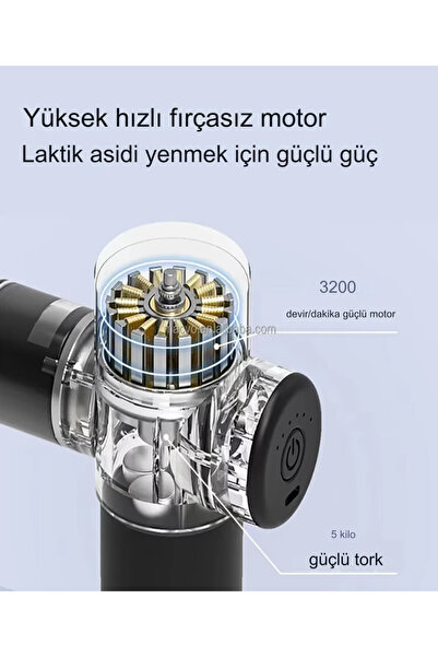 POBO Hams 104 Masaj Tabancası Sporcu Masaj Aleti 4 Başlıklı Şarjlı Titreşimli Sporcu Masaj Tabancası