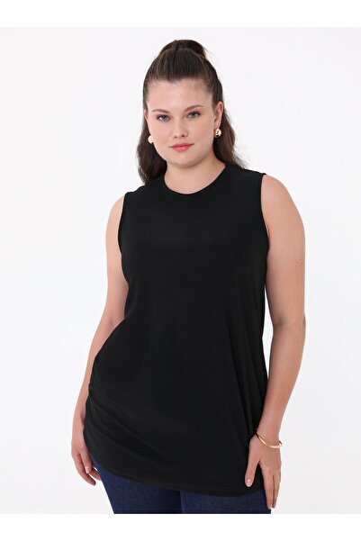 ALİA تونيك داخلي محبوك بدون أكمام مقاس كبير - أسود-