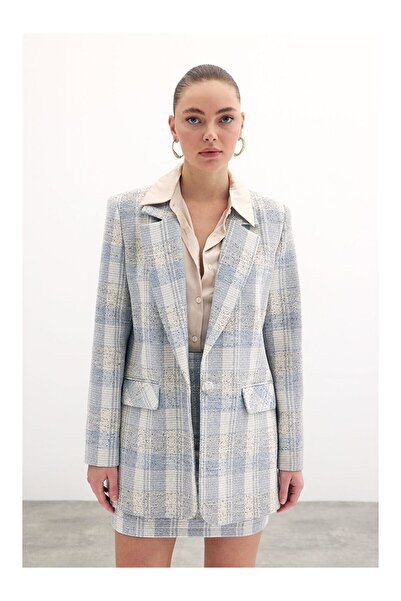 moschic Desenli Ceket Mavi astarli