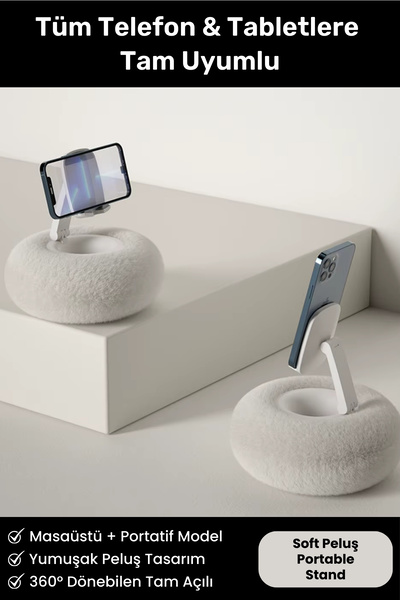 Noriyen Peluş Yastık 360 Derece Rotasyon Yükseklik ve Açı Ayarlanabilir Telef...