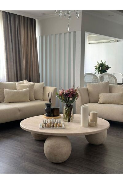 SİA ART DESİNG DOĞAL TRAVERTEN ORTA SEHPA