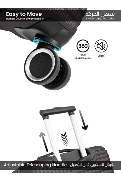 PARAJOHN Strato Lightweight ABS Hard Side 8 Spinner Wheel Luggage Set of 3 with Lock 20/24/28 inch