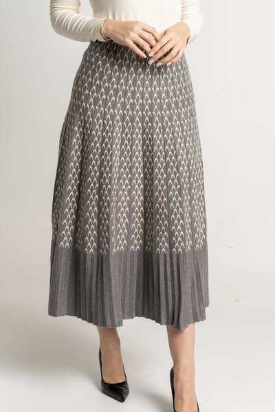 mica Black and White Printed Midi Skirt