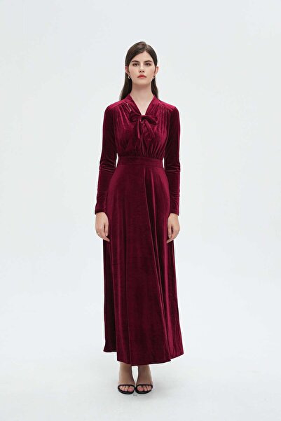 Nichii Women's Long Maxi Dress with Neck Bow