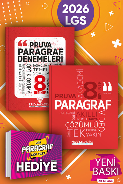 Pruva Akademi 2026 LGS 8.Sınıf Paragraf Soru Bankası ve Branş Denemesi 2li Set (Karekök Cep Test Hediyeli)