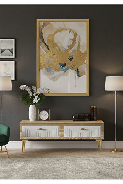 CENEYRA TSA1204DBG - TUNATV120 TV STAND, TV SEHPASI SAFİRMEŞE-BEYAZ-GOLD 120CM