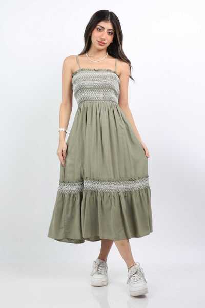 mica Embroidered Ruffled Midi Dress Without Sleeves