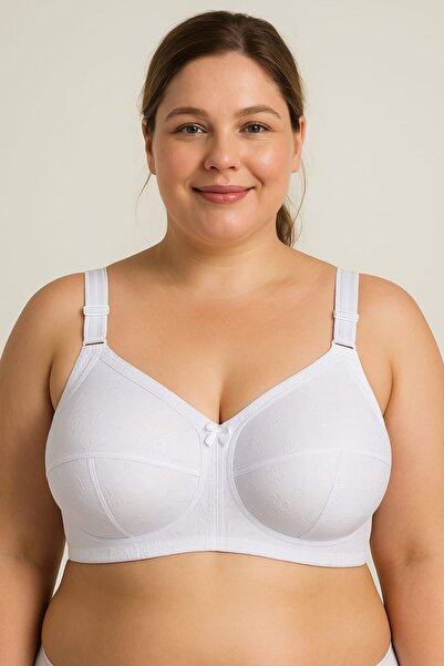 enmodaiçgiyim Sutien modelat fără sârmă, fără spongiu, mărime mare D – alb