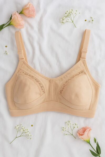 enmodaiçgiyim Χρώμα δέρματος Δαντέλα Λεπτομερής Μπάντα Μπατάλ Μέγεθος Συλλογή Χτενισμένο Βαμβακερό Σουτιέν