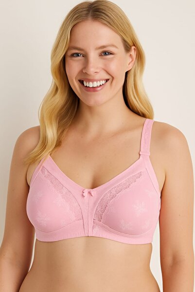 enmodaiçgiyim Sutien de recuperare Fără burete Fără sârmă Dantela fără sudură Sutien confortabil de zi cu zi Culoare roz