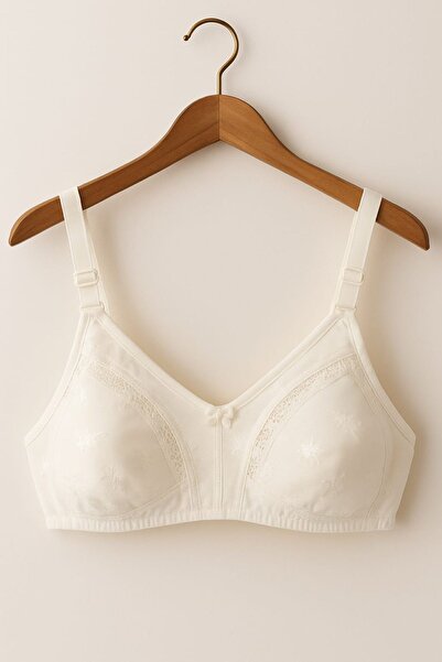 enmodaiçgiyim حمالة صدر لشد الجسم بدون إسفنج أو مشد، دانتيل بدون خياطة، حمالة صدر مريحة للاستخدام اليومي، لون إكرو