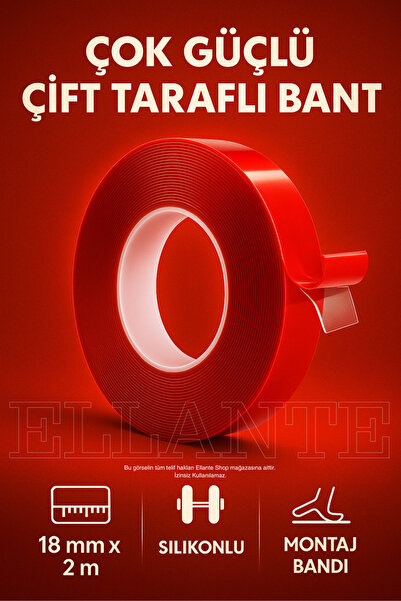 ellante Ekstra Güçlü Çift Taraflı Iz Bırakmaz Şeffaf Çok Amaçlı Tamir Silikon...