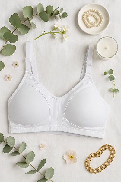 enmodaiçgiyim Безшовний жіночий бюстгальтер з тканини джерсі - білий