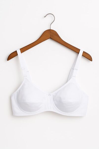 enmodaiçgiyim Λευκό βαμβακερό χτενισμένο σουτιέν χωρίς σφουγγάρι και χωρίς εσώρουχο – Ιδανικό για άνετη και φυσική καθημερινή χρήση