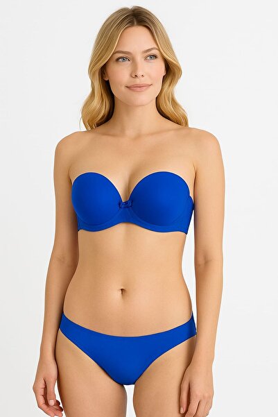 enmodaiçgiyim Saks Blue Sutien fără bretele din silicon adeziv – 3 opțiuni de curea