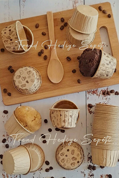 Trend Hediye Sepeti 100'lü Kraft Ve Kek Desenli Cupcake Kalıbı , Safari Konse...