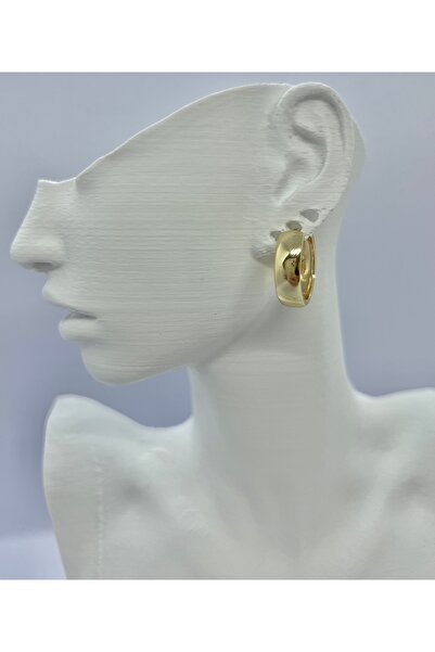 Nilonya Aksesuar Gold Çelik Kalın Halka Küpe