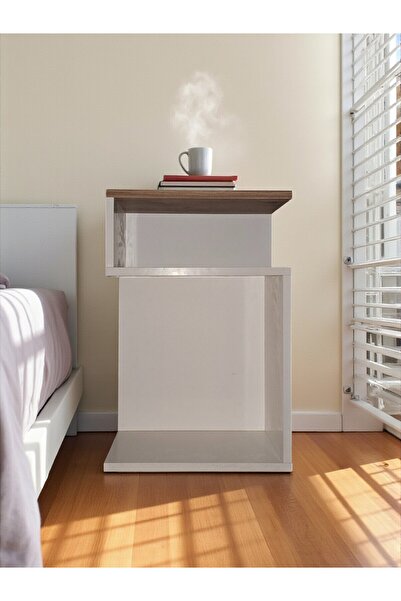 ERARSLAN MOBİLYA Minimalist Modern Komodin (40×35×60 cm) – Soft Beyaz & Atlan...