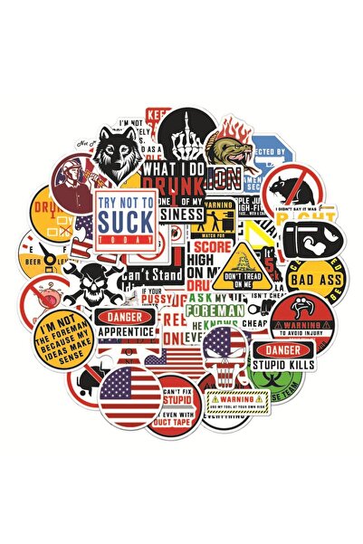 Choice TE22-A 50 قطعة/مجموعة ملصقات الخوذة الصلبة، 50 شعار تحذيري مقاوم للماء...