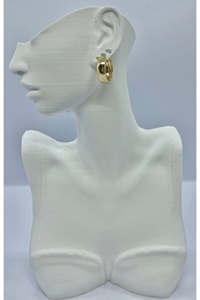 Nilonya Aksesuar Gold Çelik Kalın Halka Küpe