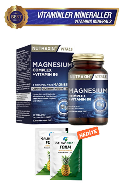 Nutraxin Magnesium Complex Magnezyum 60 Tablet Galeno V. Form 2'li Saşe