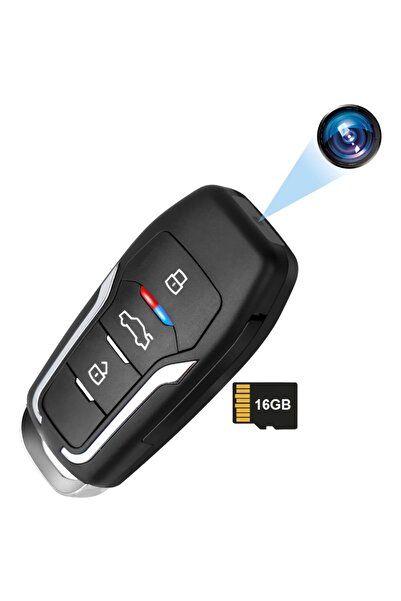 iUni Mini cameră video pentru chei auto RMS25, Full HD, card MicroSD de 16 GB, detectare mișcare