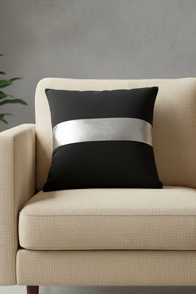 Nisahometeks Silver Detail Throw Pillow Cover Stain Resistant Erasable