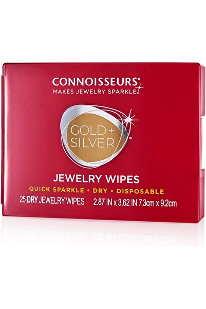 Connoisseurs مناديل تنظيف المجوهرات للذهب والفضة والأحجار الكريمة والمجوهرات العصرية - 25 منديلًا في موزع
