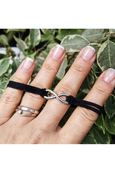 Wild Bracelets Bratara Infinit, din piele intoarsa neagra, lucrata manual by