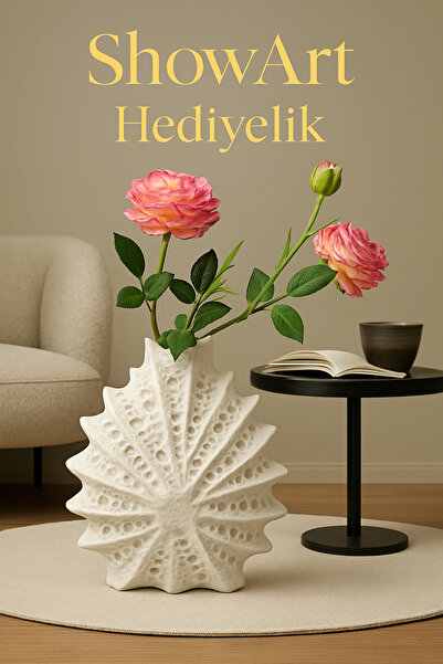 Show Art Hediyelik Mercan Vazo (24x20) / Dekoratif Biblo / VIP Yeni Model Vazo