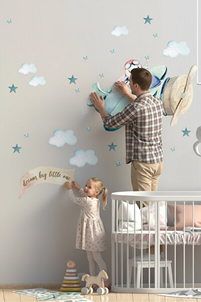 KT Decor Cute Pilot Airplane Wall Sticker Set