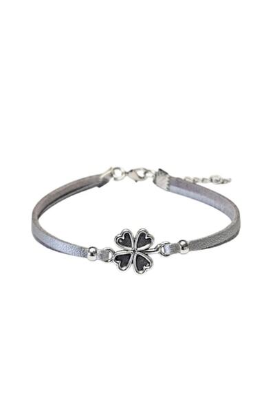 Wild Bracelets Four-leaf clover bracelet, made of suede, silver, handmade by