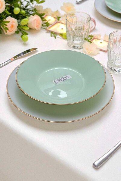 IKEA Oftast 6 Pieces 20 cm Gilded Pit Dinner Plate Light Green
