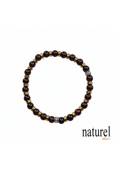 Naturel Tılsım سوار من العقيق الطبيعي (اللؤلؤ) مقاس 6 ملم للجنسين