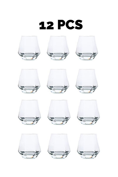 package home Set of 12 premium clear glass cups - modern hexagon design for versatile use in cold drinks