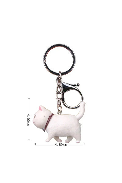 Choice YSK-سلسلة مفاتيح على شكل فيونكة كرتونية بيضاء على شكل قطة لطيفة على شك...