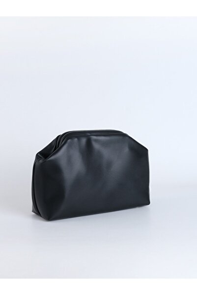 HEYBE'S Heybes Kadın Siyah Vegan Deri Clutch El Çantası