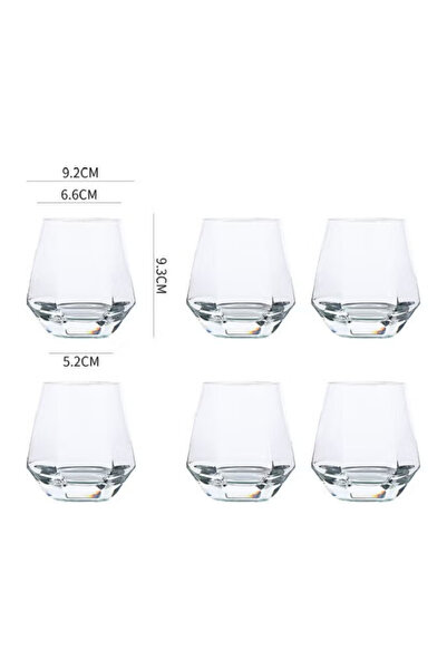 package home Set of 12 premium clear glass cups - modern hexagon design for versatile use in cold drinks