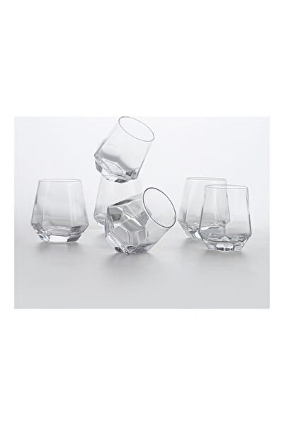 package home Set of 12 premium clear glass cups - modern hexagon design for versatile use in cold drinks