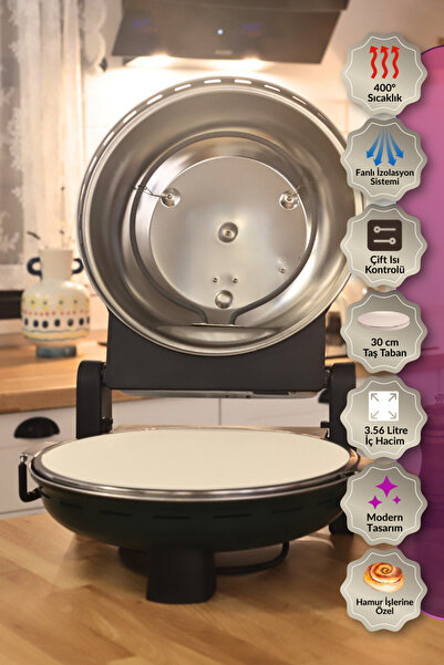 Dr.Maya Çok Amaçlı Taş Fırın | Pizza, Lahmacun, Ekmek ve Tandır Yapma Makinesi – 31 cm Doğal Taş Yeşil