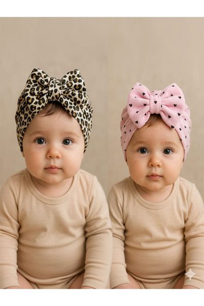 Baby Bakkal Baby Girl Bonnet with Bow 2 Pieces