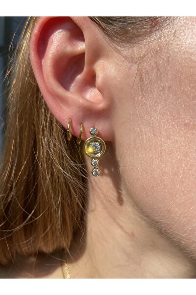 Hora Sıralı Zirkon Detaylı Premium Halka Çelik Küpe