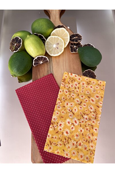 Home 2-Piece Mixed Pattern Fabric Reusable Natural Beeswax (Beeswax) Food Storage Cloth Large Size