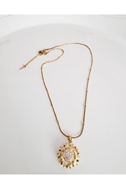 DEVİ fashion Çelik hareketli Ayçiçeği Kolye 45 cm