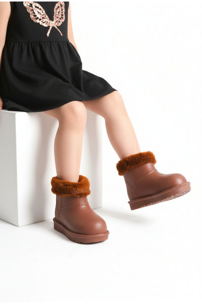 Moda Lime Μπότες βροχής Ανθεκτικές στο κρύο και εύκολο να φορεθούν Παιδικές χειμερινές μπότες με ελαστική αντιολισθητική σόλα με γούνα